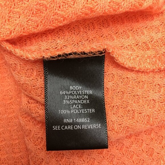Torrid Women's Orange Tunic Top Crochet Neckline Waffle Knit Long Sleeves 3X - Picture 7 of 8